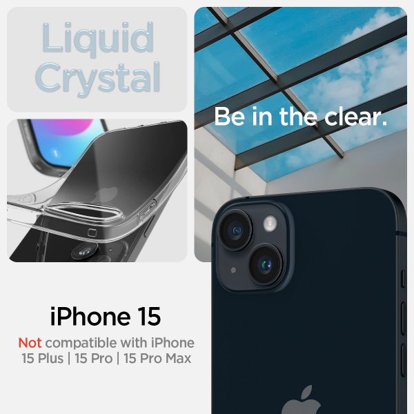 Spigen iPhone 15 Deksel Liquid Crystal Crystal Clear