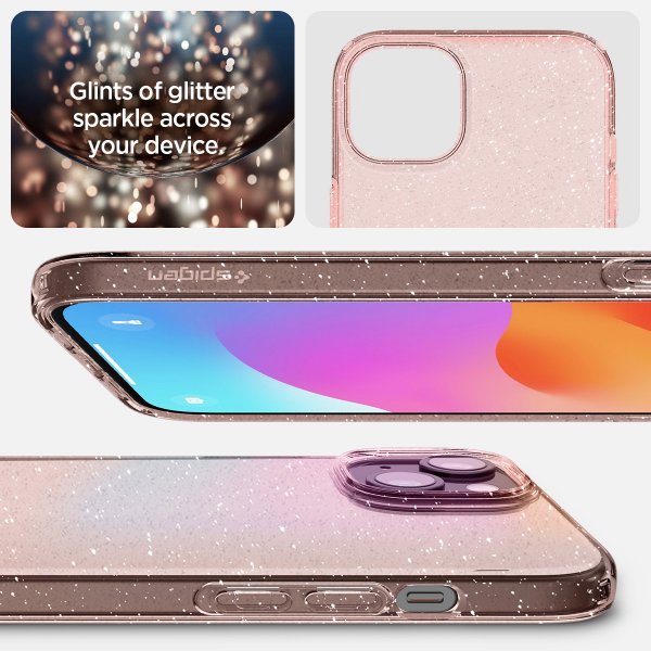 Spigen iPhone 15 Deksel Liquid Crystal Glitter Rose Quartz