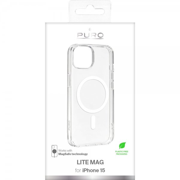 Puro iPhone 15 Deksel LITE MAG Transparent