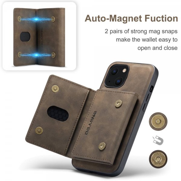 Dg.Ming iPhone 15 Deksel M2 Series Avtakbart Kortholder Kaffe
