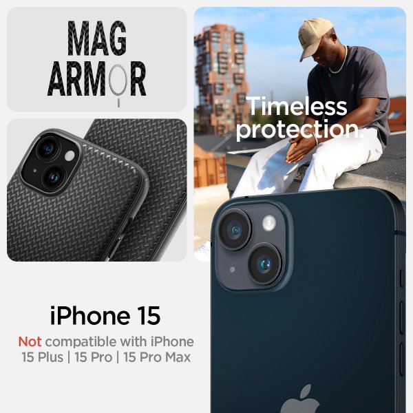 Spigen iPhone 15 Deksel Mag Armor MagFit Matte Black