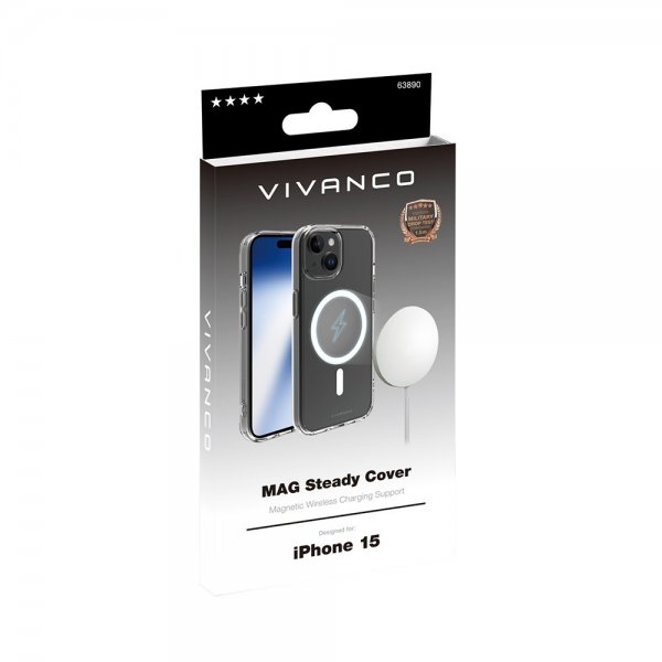 Vivanco iPhone 15 Deksel Mag Steady Transparent
