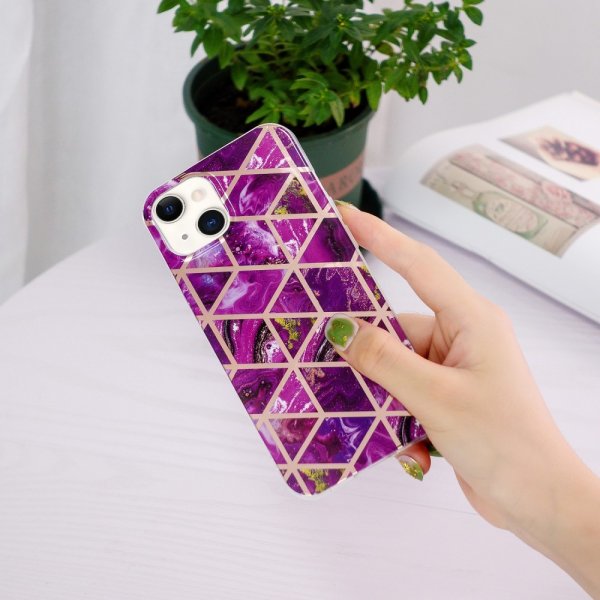 iPhone 15 Deksel Marmormønster Lilla