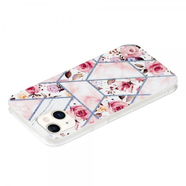 iPhone 15 Deksel Marmormønster Rosor Rosa