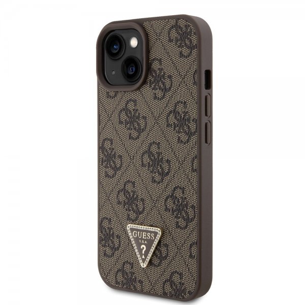 Guess iPhone 15 Deksel Metal Logo Strass Crossbody Strap Brun
