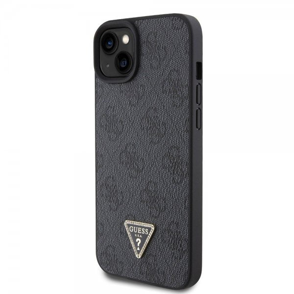 Guess iPhone 15 Deksel Metal Logo Strass Crossbody Strap Svart