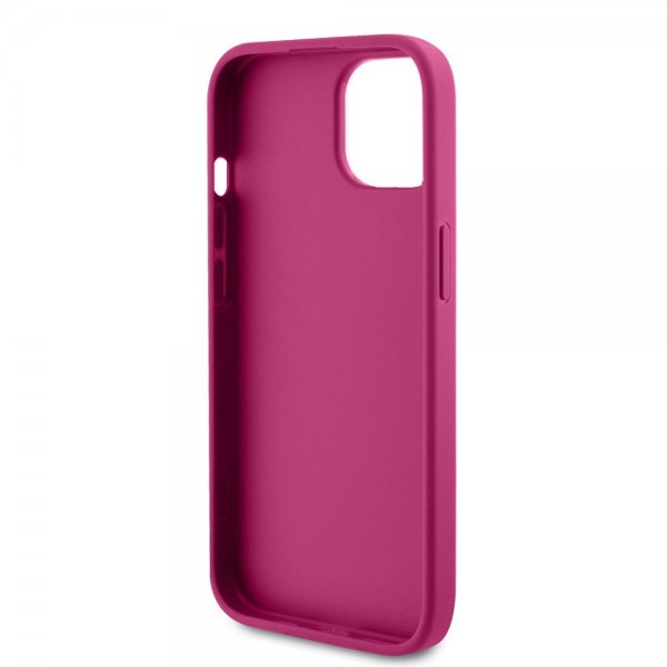 Guess iPhone 15 Deksel Metal Logo Strass Metallic Rosa