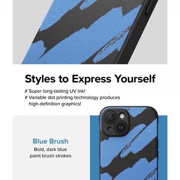 Ringke iPhone 15 Deksel Onyx Design Blue Brush