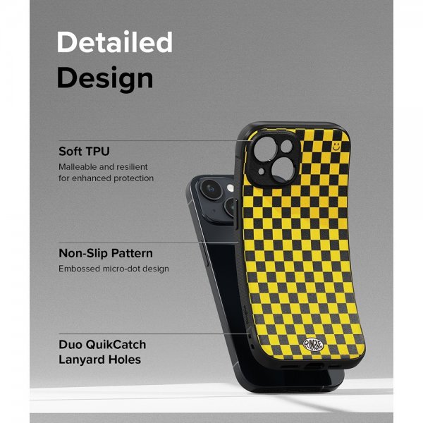 Ringke iPhone 15 Deksel Onyx Design Checkerboard Yellow