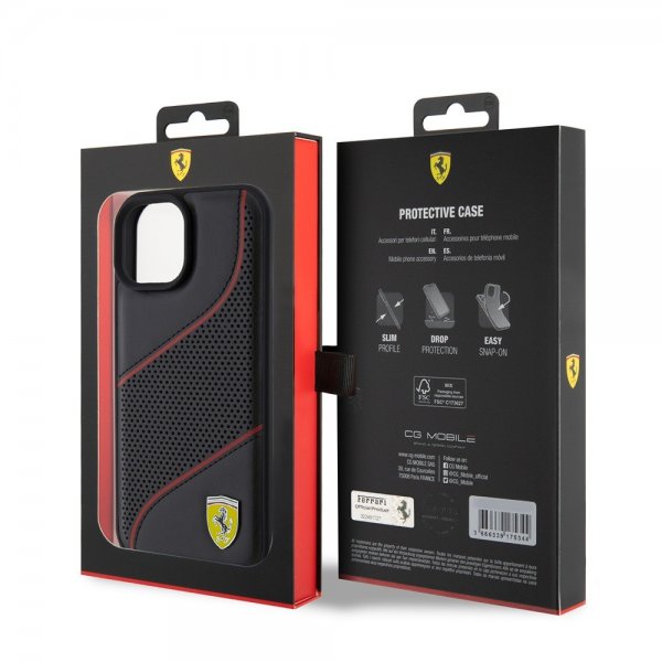Ferrari iPhone 15 Deksel Perforert Svart