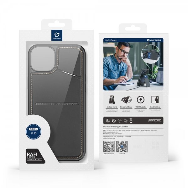 Dux Ducis iPhone 15 Deksel Rafi II Series MagSafe Svart