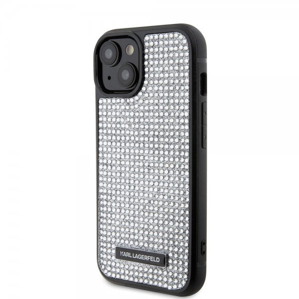 Karl Lagerfeld iPhone 15 Deksel Rhinestone Sølv