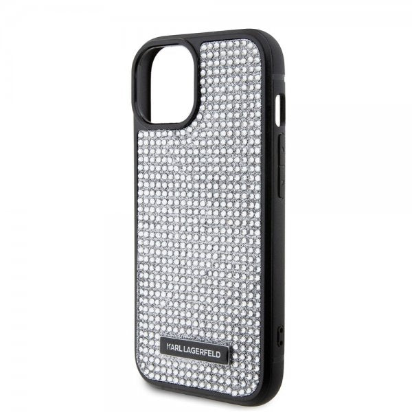 Karl Lagerfeld iPhone 15 Deksel Rhinestone Sølv