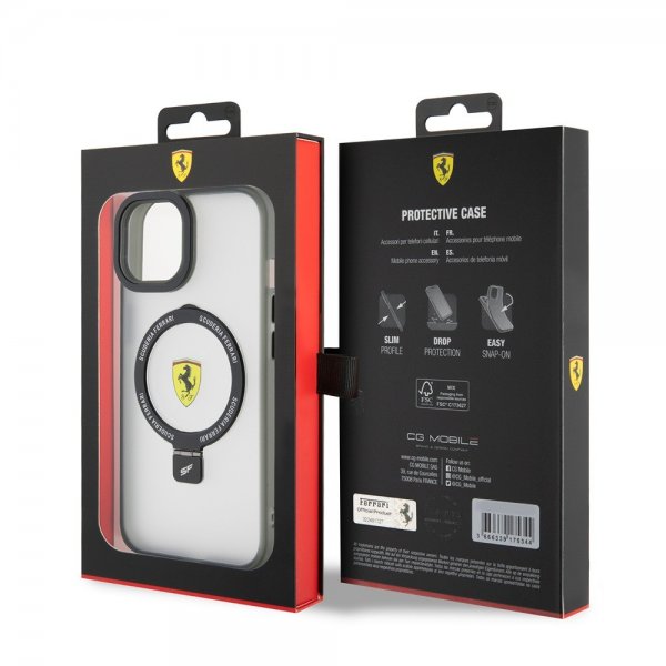 Ferrari iPhone 15 Deksel Ring Stand MagSafe Svart
