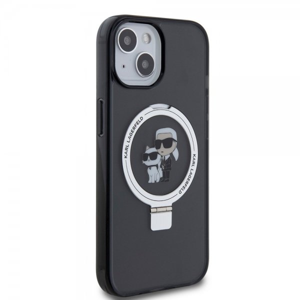 Karl Lagerfeld iPhone 15 Deksel Ring Stand MagSafe Svart