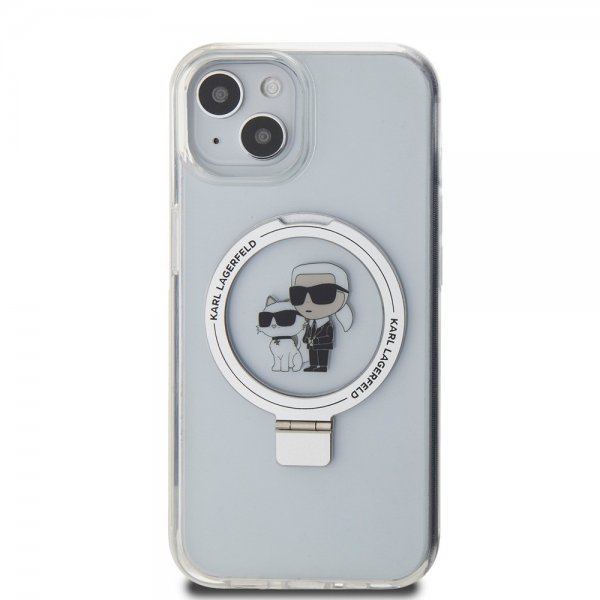 Karl Lagerfeld iPhone 15 Deksel Ring Stand MagSafe Hvit