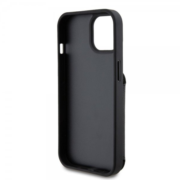 Karl Lagerfeld iPhone 15 Deksel Saffiano Card Slots & Stand Svart