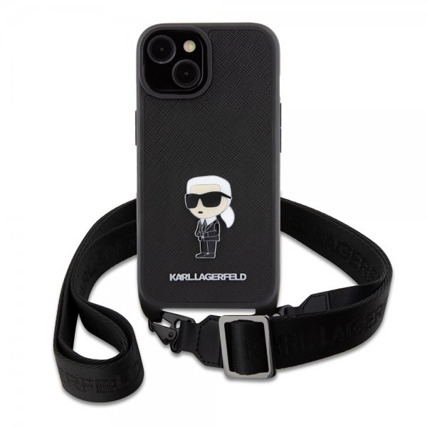 Karl Lagerfeld iPhone 15 Deksel Saffiano Crossbody Svart