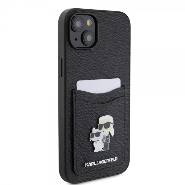 Karl Lagerfeld iPhone 15 Deksel Saffiano Double Cardslot Svart