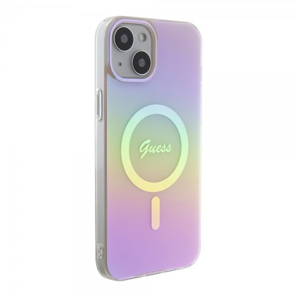 Guess iPhone 15 Deksel Script MagSafe Rosa