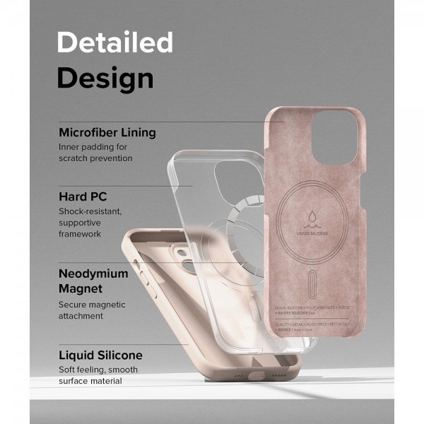 Ringke iPhone 15 Deksel Silicone Magnetic Pink Sand
