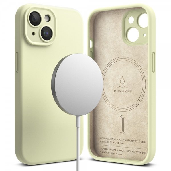 Ringke iPhone 15 Deksel Silicone Magnetic Sunny Lime