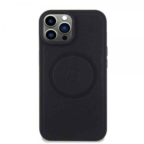 Mercedes Benz iPhone 15 Deksel Star Pattern MagSafe Svart