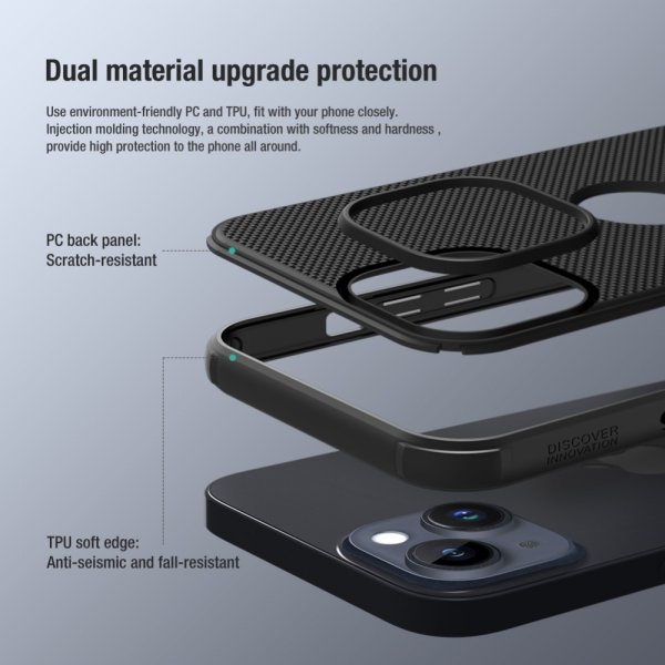 Nillkin iPhone 15 Deksel Super Frosted Shield Pro Logo Hole Blå