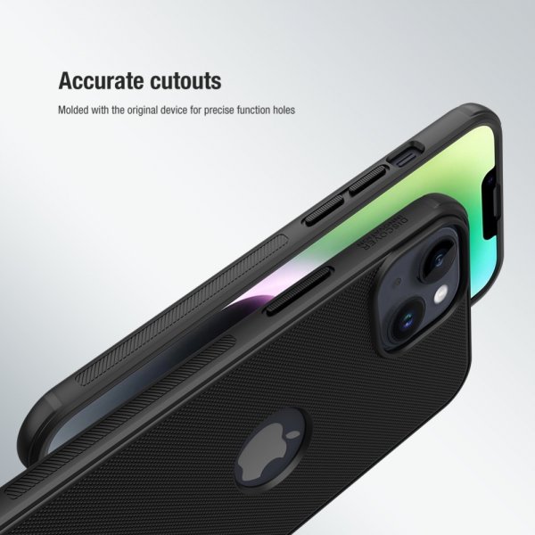 Nillkin iPhone 15 Deksel Super Frosted Shield Pro Logo Hole Svart
