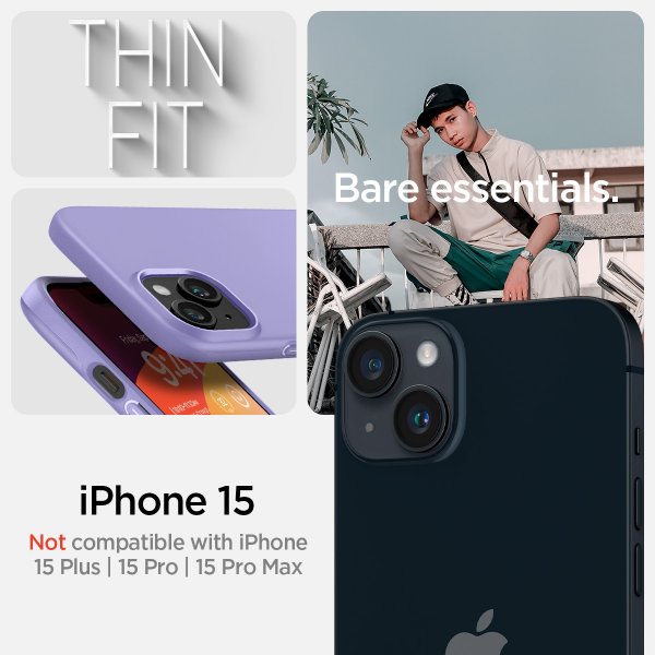 Spigen iPhone 15 Deksel Thin Fit Iris Purple