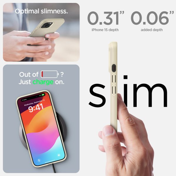 Spigen iPhone 15 Deksel Thin Fit Mute Beige