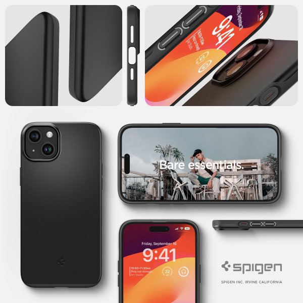 Spigen iPhone 15 Deksel Thin Fit Svart