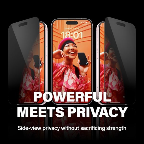 PanzerGlass iPhone 15 Skjermbeskytter Ultra-Wide Fit Privacy EasyAligner