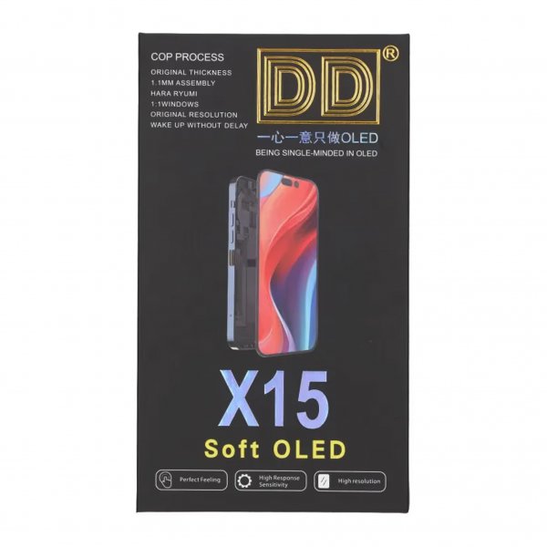 iPhone 15 Soft OLED Display High Quality Black (DD brand)