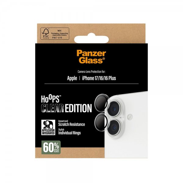 PanzerGlass iPhone 16/16 Plus/iPhone 17 Kamerabeskytter Hoops Transparent