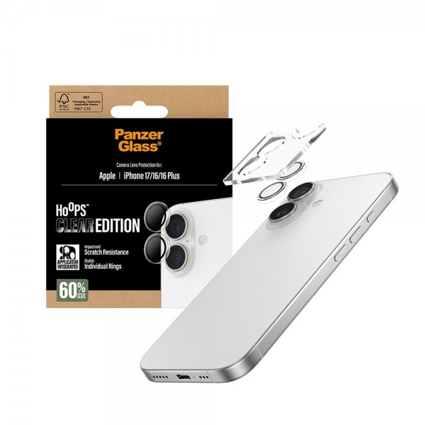 PanzerGlass iPhone 16/16 Plus/iPhone 17 Kamerabeskytter Hoops Transparent