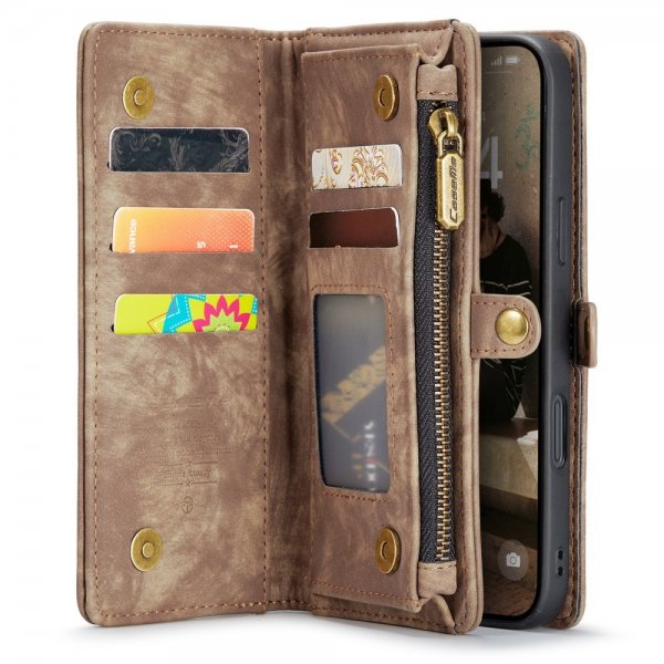CaseMe iPhone 16 Etui 008 Series Avtakbart Deksel Brun