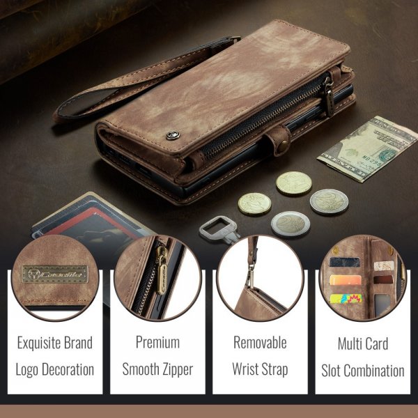 CaseMe iPhone 16 Etui 008 Series Avtakbart Deksel Brun