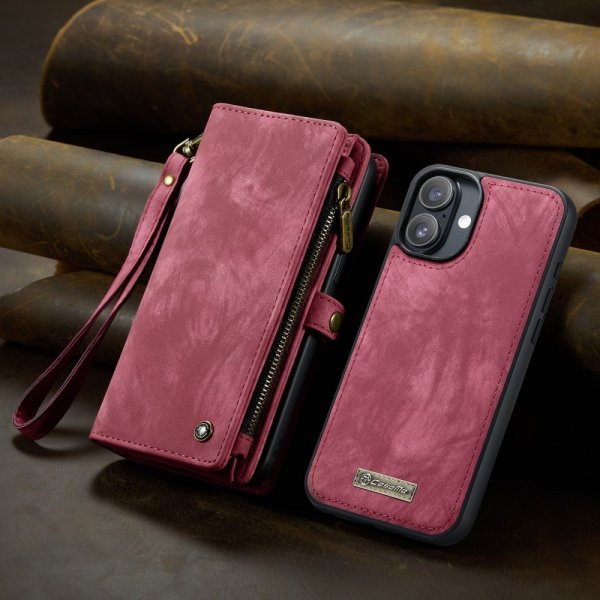 CaseMe iPhone 16 Etui 008 Series Avtakbart Deksel Rød