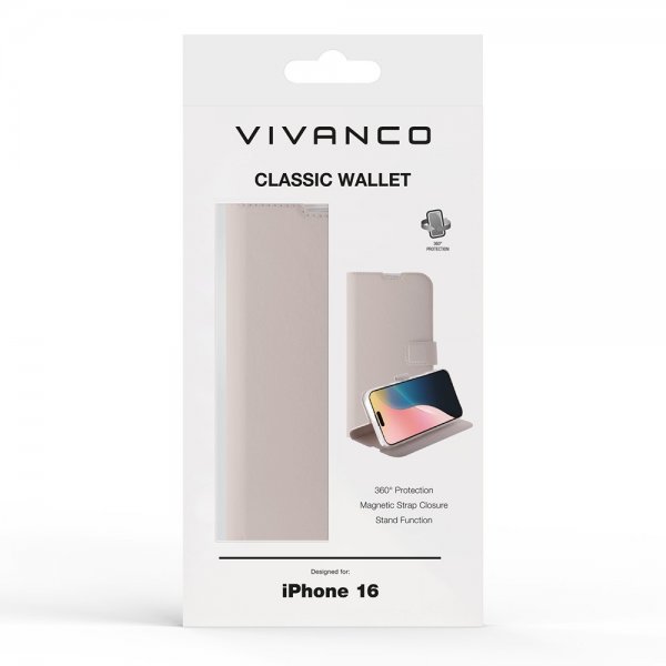 Vivanco iPhone 16 Etui Classic Wallet Greige