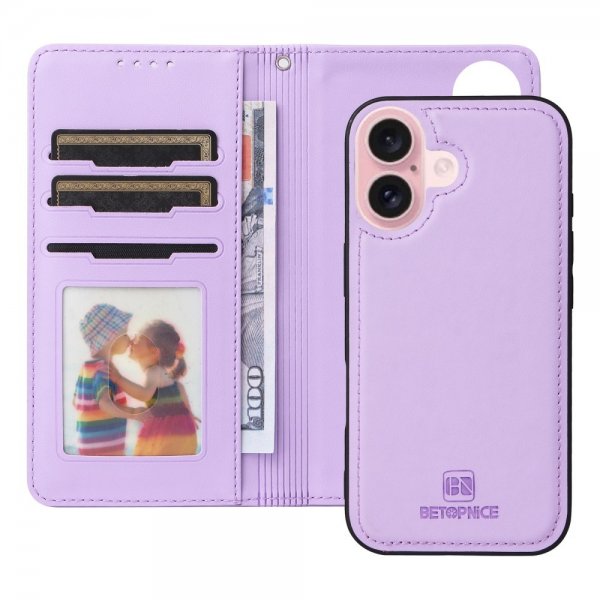 Betopnice iPhone 16 Etui Avtagbart Deksel 005 Lilla