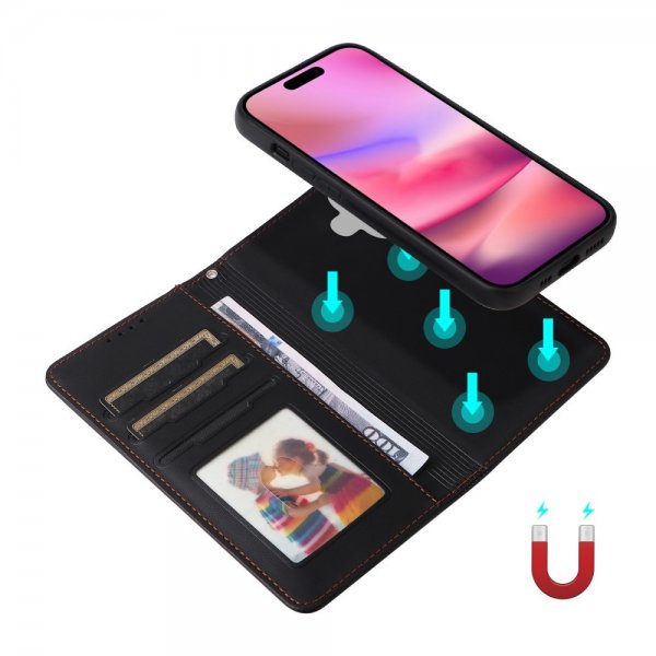Betopnice iPhone 16 Etui Avtagbart Deksel 005 Svart