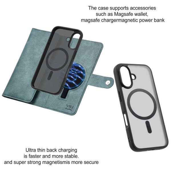 VILI iPhone 16 Etui Avtagbart Deksel GV Series MagSafe Grønn
