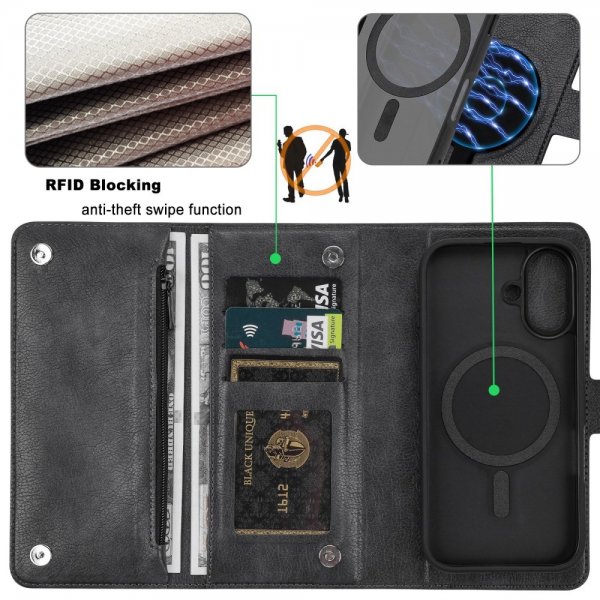 VILI iPhone 16 Etui Avtagbart Deksel GV Series MagSafe Svart
