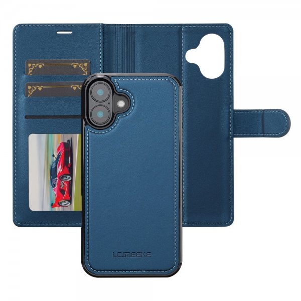 Lc.Imeeke iPhone 16 Etui Avtagbart Deksel L2 Series MagSafe Blå
