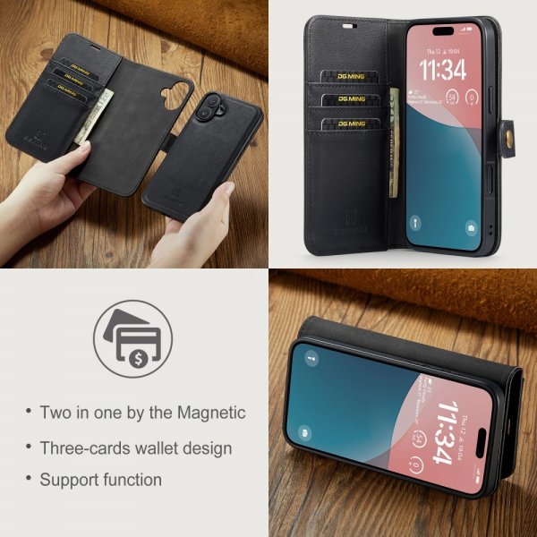 Dg.Ming iPhone 16 Etui Avtagbart Deksel Svart
