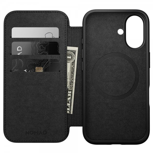 Nomad iPhone 16 Etui Modern Leather Folio Svart
