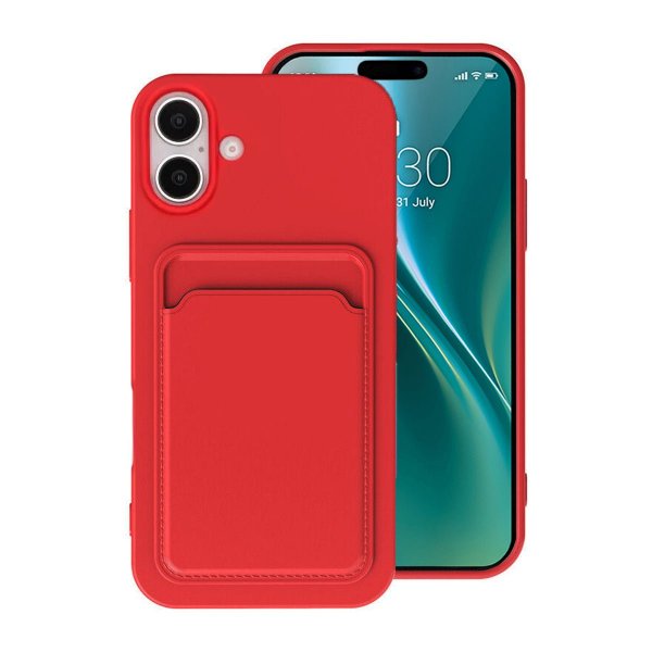 iPhone 16 Deksel Kortholder Rød