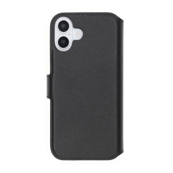 Rvelon iPhone 16 Etui Ekte skinn Kortlommer Svart