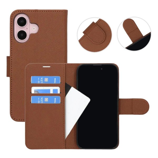 iPhone 16 Etui med Stativ Brun